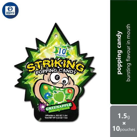 Striking Popping Candy Green Apple 1.5g ×10s | Bursting Green Apple Flavour in Mouth Alpro Pharmacy