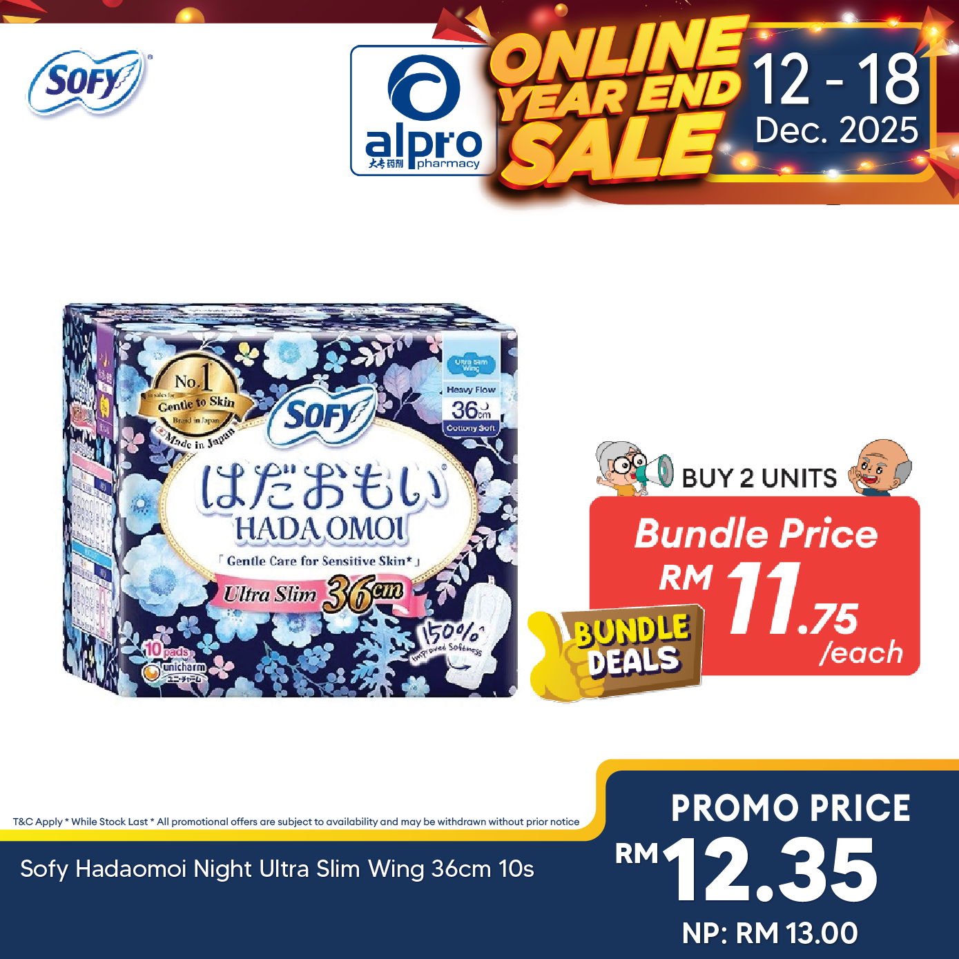 Sofy Hadaomoi Night Ultra Slim Wing 36cm 10s Sofy