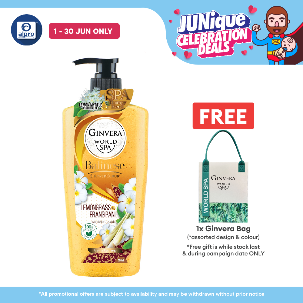 Ginvera World Spa Bali Shower Scrub Lemongrass & Frangipani 750ml | Lemongrass and Frangipani Ginvera