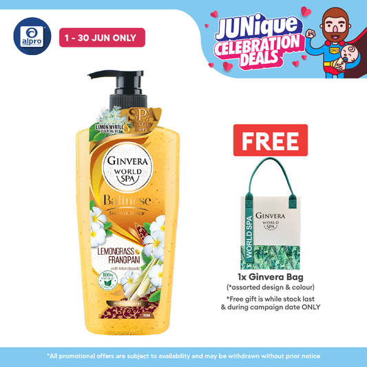 Ginvera World Spa Bali Shower Scrub Lemongrass & Frangipani 750ml | Lemongrass and Frangipani Ginvera