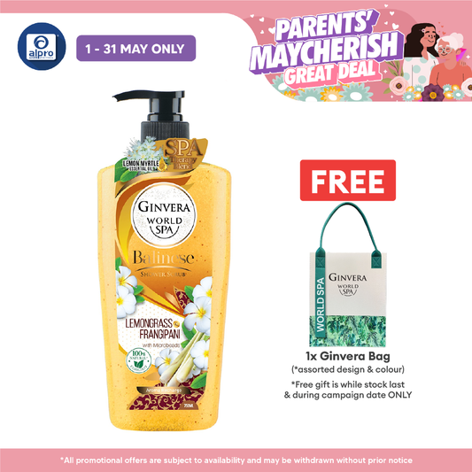 Ginvera World Spa Bali Shower Scrub Lemongrass & Frangipani 750ml | Lemongrass and Frangipani Ginvera