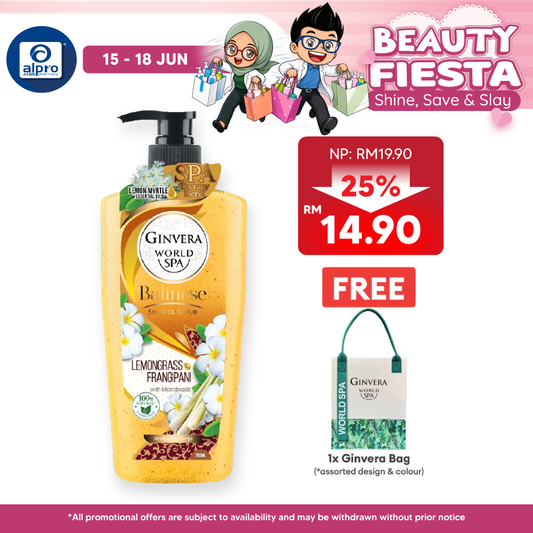 Ginvera World Spa Bali Shower Scrub Lemongrass & Frangipani 750ml | Lemongrass and Frangipani Ginvera