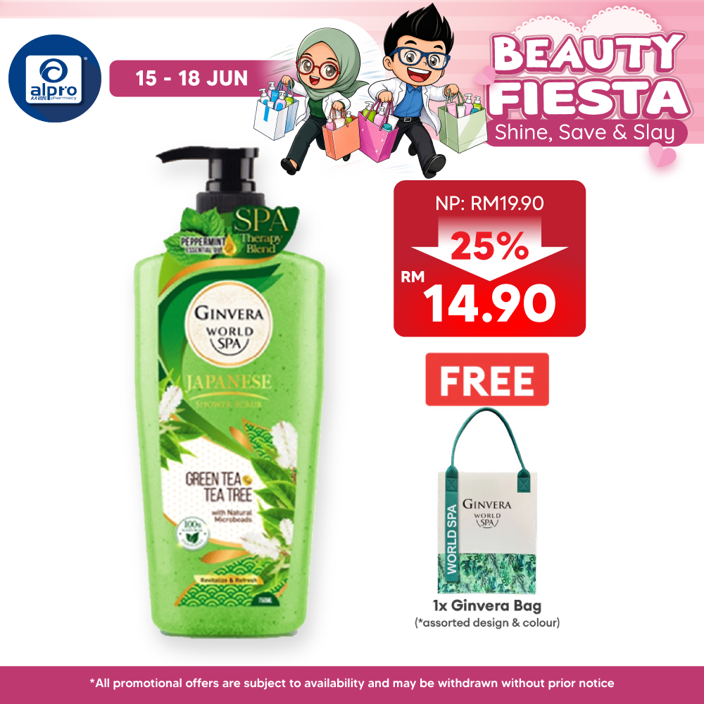 Ginvera World Spa Japanese Shower Scrub Greentea & Tea Tree 750ml | Green Tea and Tea Tree Ginvera