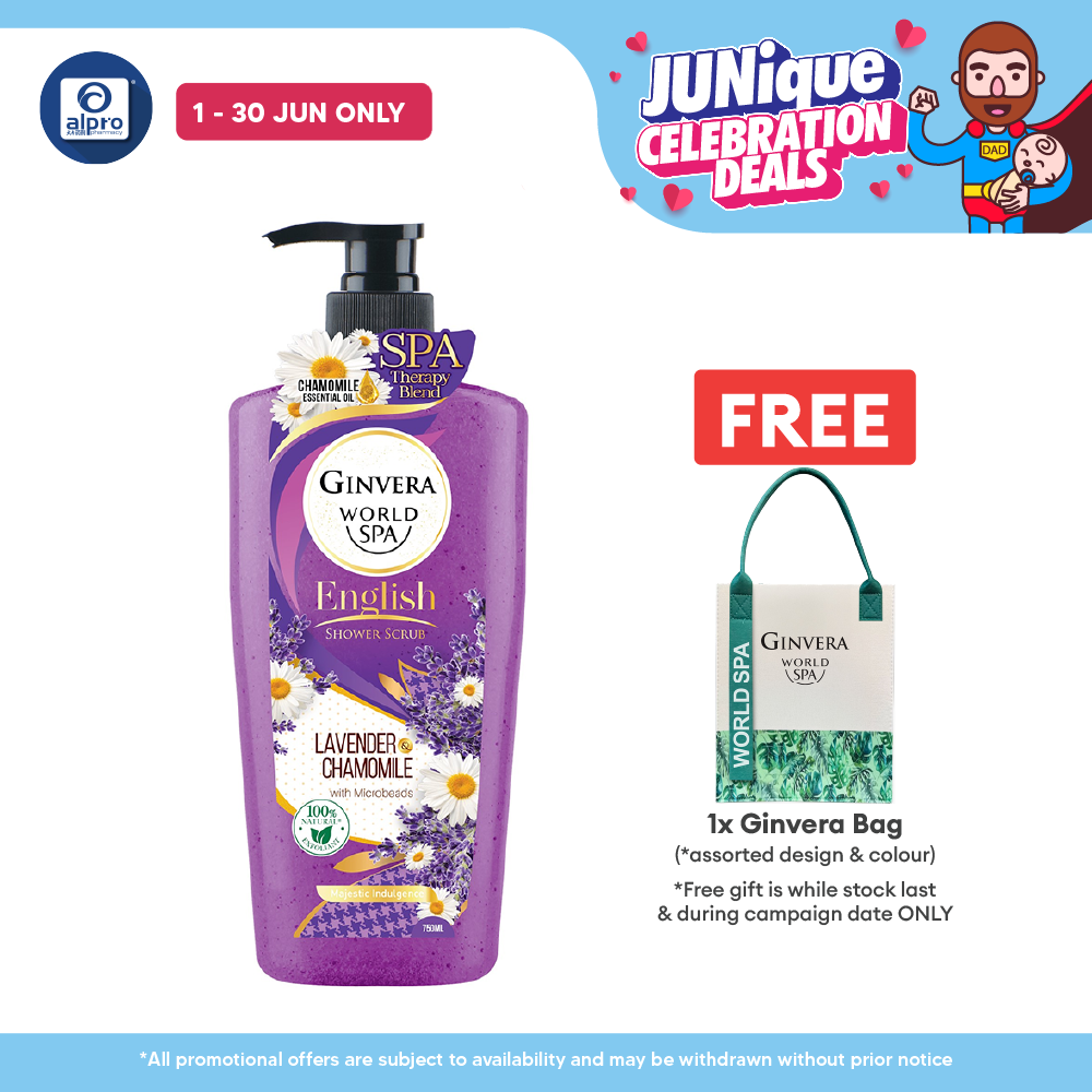 Ginvera World Spa English Shower Scrub Lavender & Camomile 750ml | Lavender and Chamomile Ginvera
