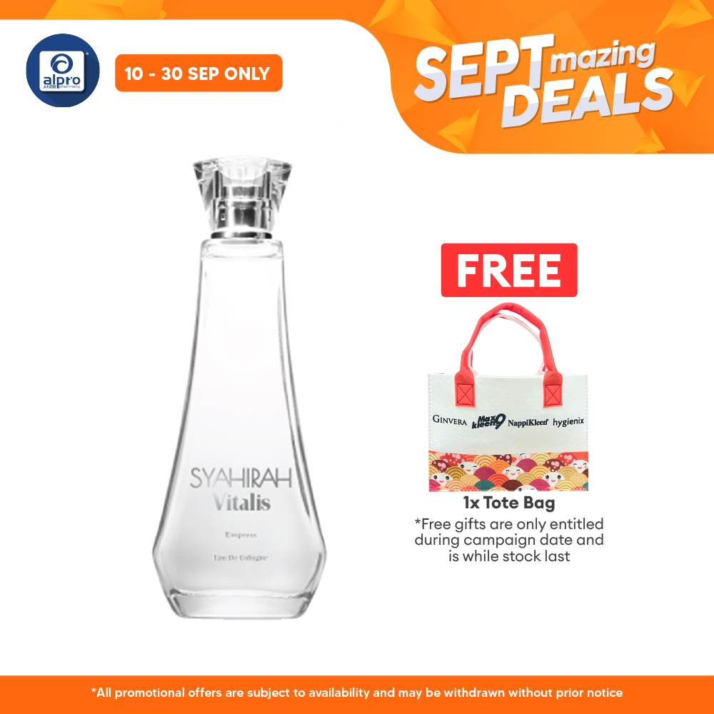Syahirah Vitalis Eau De Cologne Empress Cologne Perfume 100mL | Musky Cedarwood Alpro Pharmacy