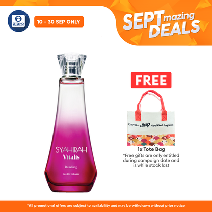 Syahirah Vitalis Eau De Cologne Dazzling Cologne Perfume 100mL | Orange Amber and Cedarwood Alpro Pharmacy