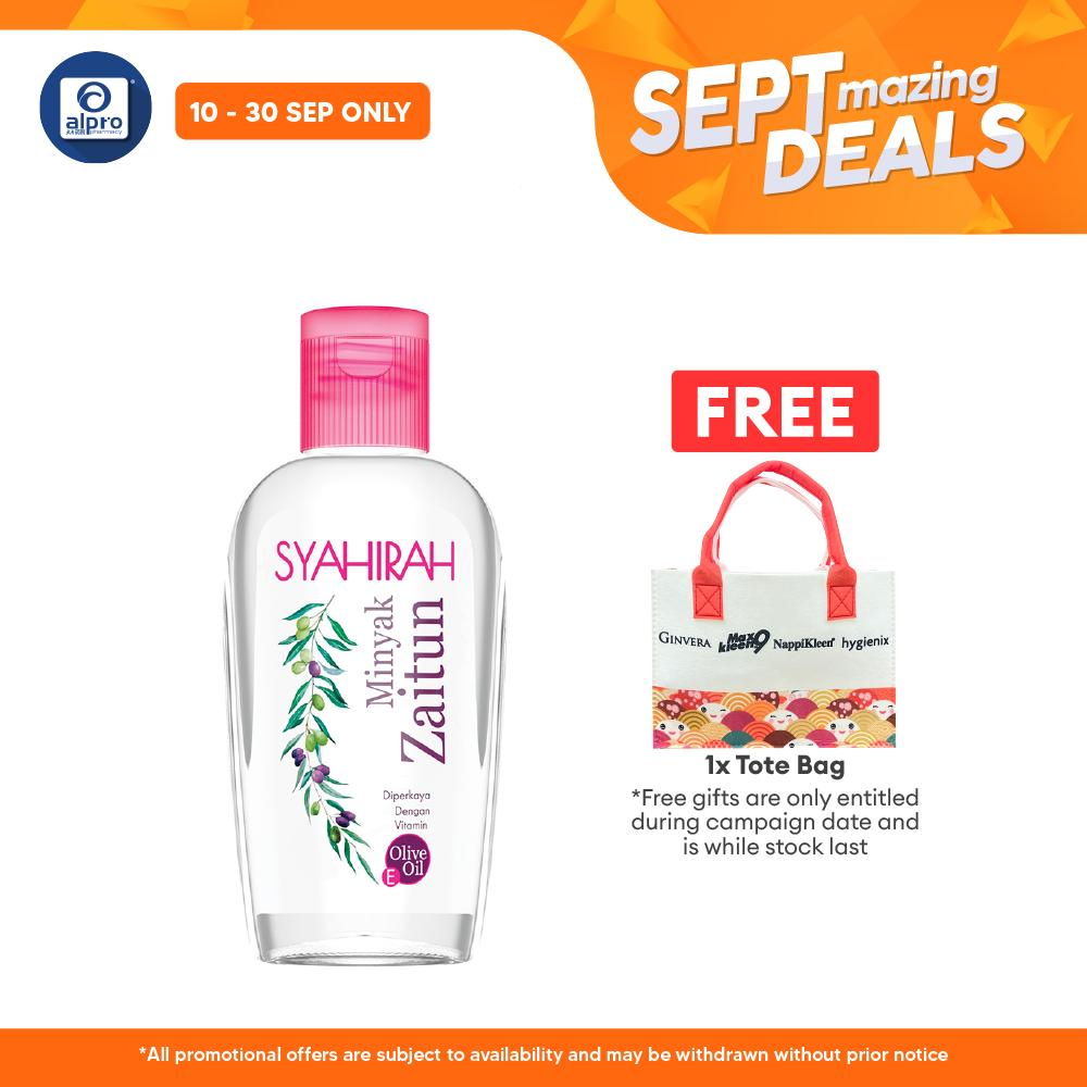 Syahirah Minyak Zaitun (50mL /150mL) | Argan Oil and Vitamin E Alpro Pharmacy