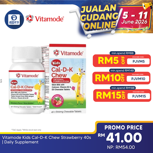 Vitamode Kids Cal-D-K Chew Strawberry 40s | Daily Supplement Vitamode