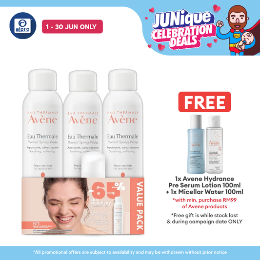 Avene Thermal Spring Water Trio 300ml Free Gentle Cleanser Foam 50ml Avene