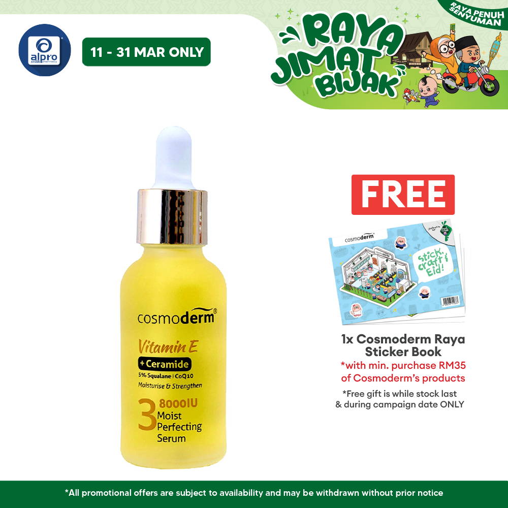 Cosmoderm Vitamin E Moist Perfecting Serum 30mL | Repair Rough and Dry Skin Cosmoderm