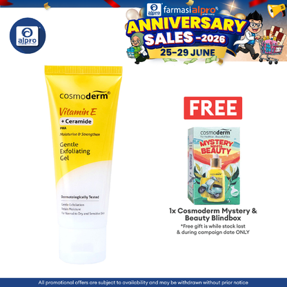 Cosmoderm Vitamin E Gentle Exfoliating Gel 50mL | Promotes Skin Regeneration Cosmoderm