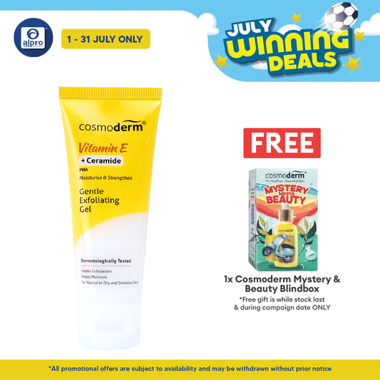 Cosmoderm Vitamin E Gentle Exfoliating Gel 50mL | Promotes Skin Regeneration Cosmoderm