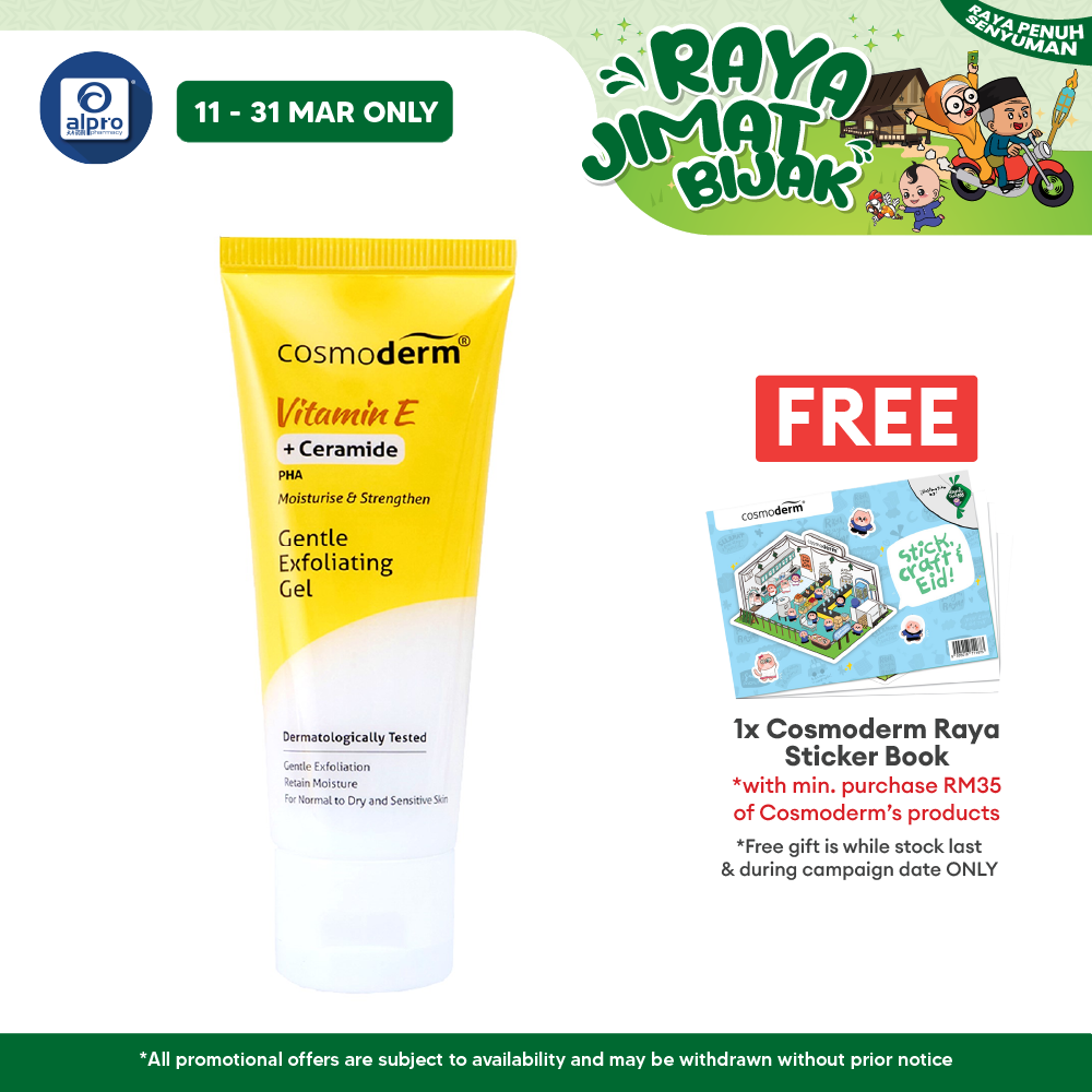 Cosmoderm Vitamin E Gentle Exfoliating Gel 50mL | Promotes Skin Regeneration Cosmoderm