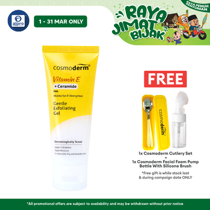 Cosmoderm Vitamin E Gentle Exfoliating Gel 50mL | Promotes Skin Regeneration Cosmoderm