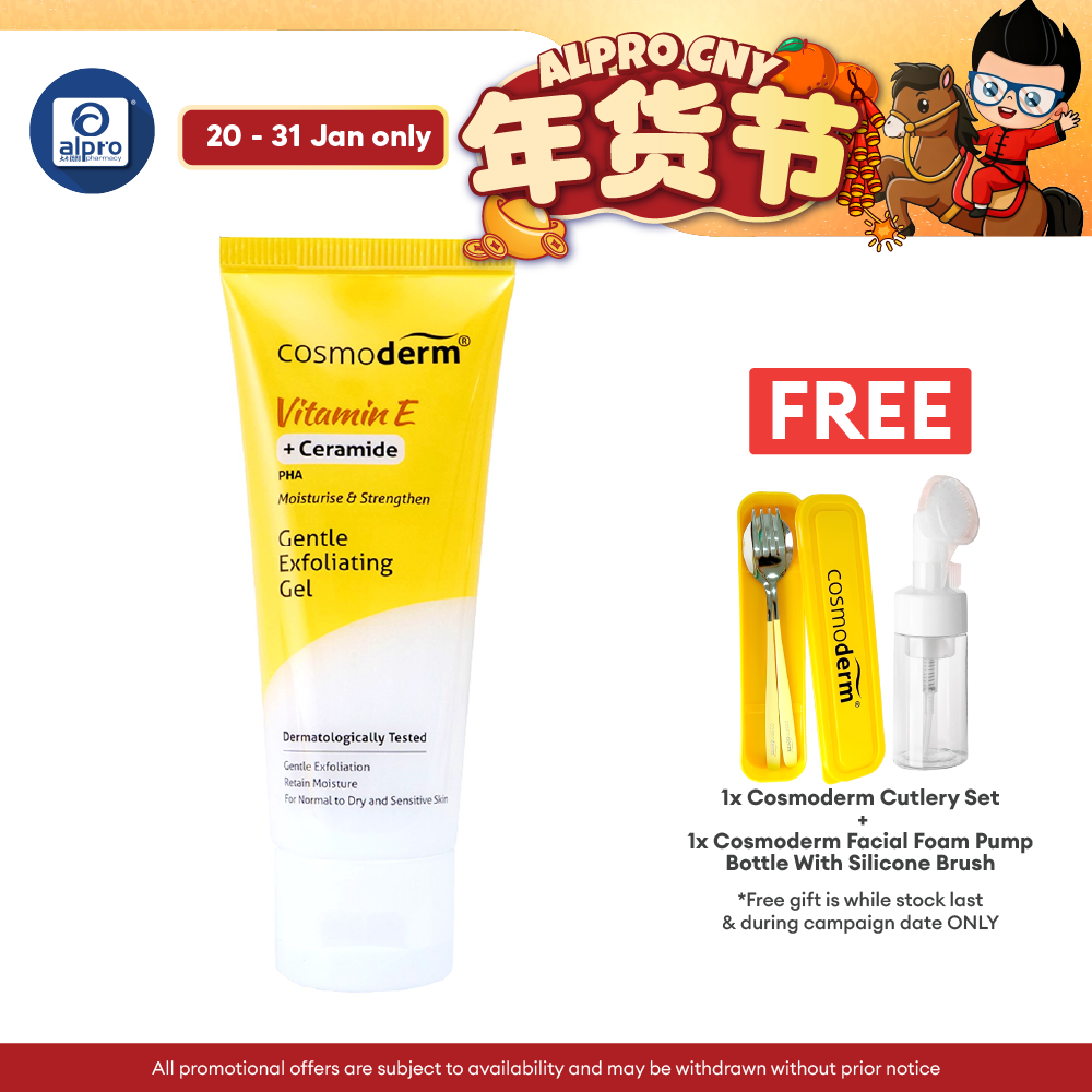 Cosmoderm Vitamin E Gentle Exfoliating Gel 50mL | Promotes Skin Regeneration