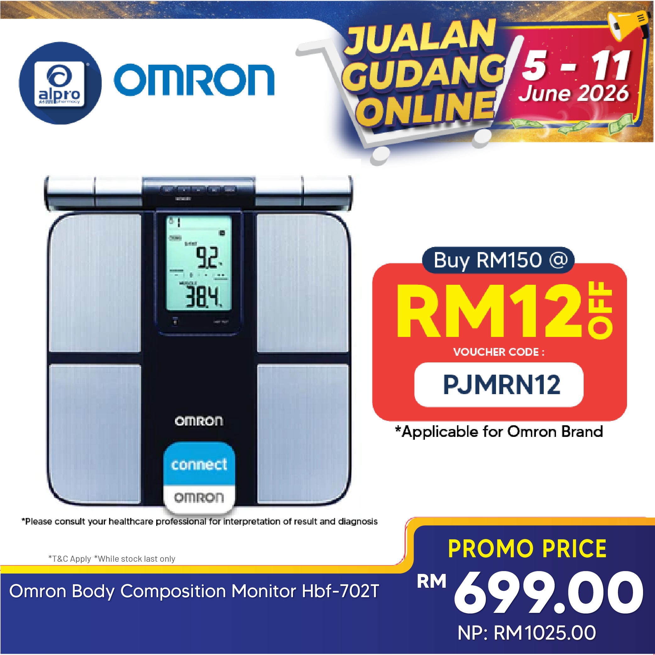 Omron Body Composition Monitor HBF-702T | Advanced Segmental Measurement Omron