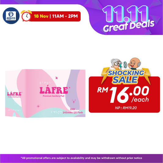 Lafre Sanitary Pads Day Use 245mm 20s | Lady Anion Far-IR Layer for Strong and Healthy Skin Lafre