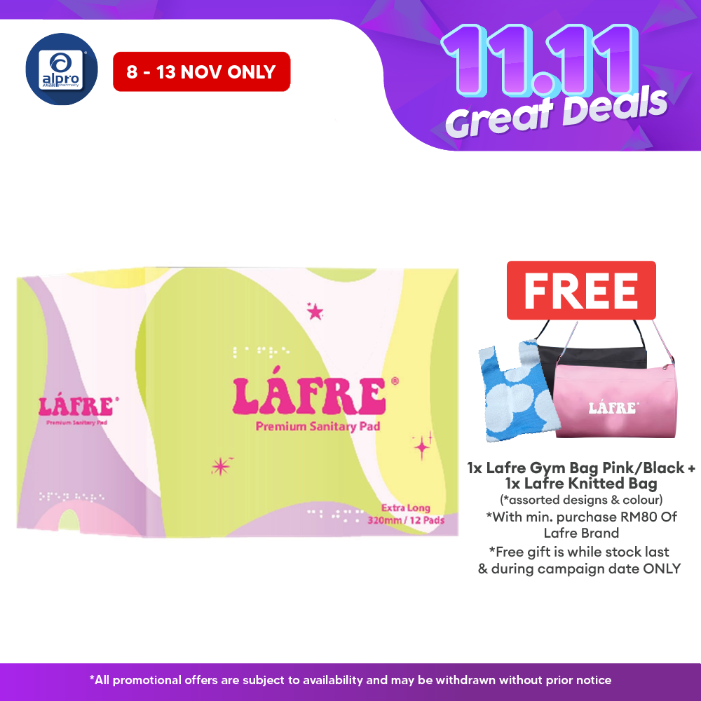 Lafre Sanitary Pads Extra Long 320mm 12s | Lady Anion Far-IR Layer for Strong and Healthy Skin Lafre