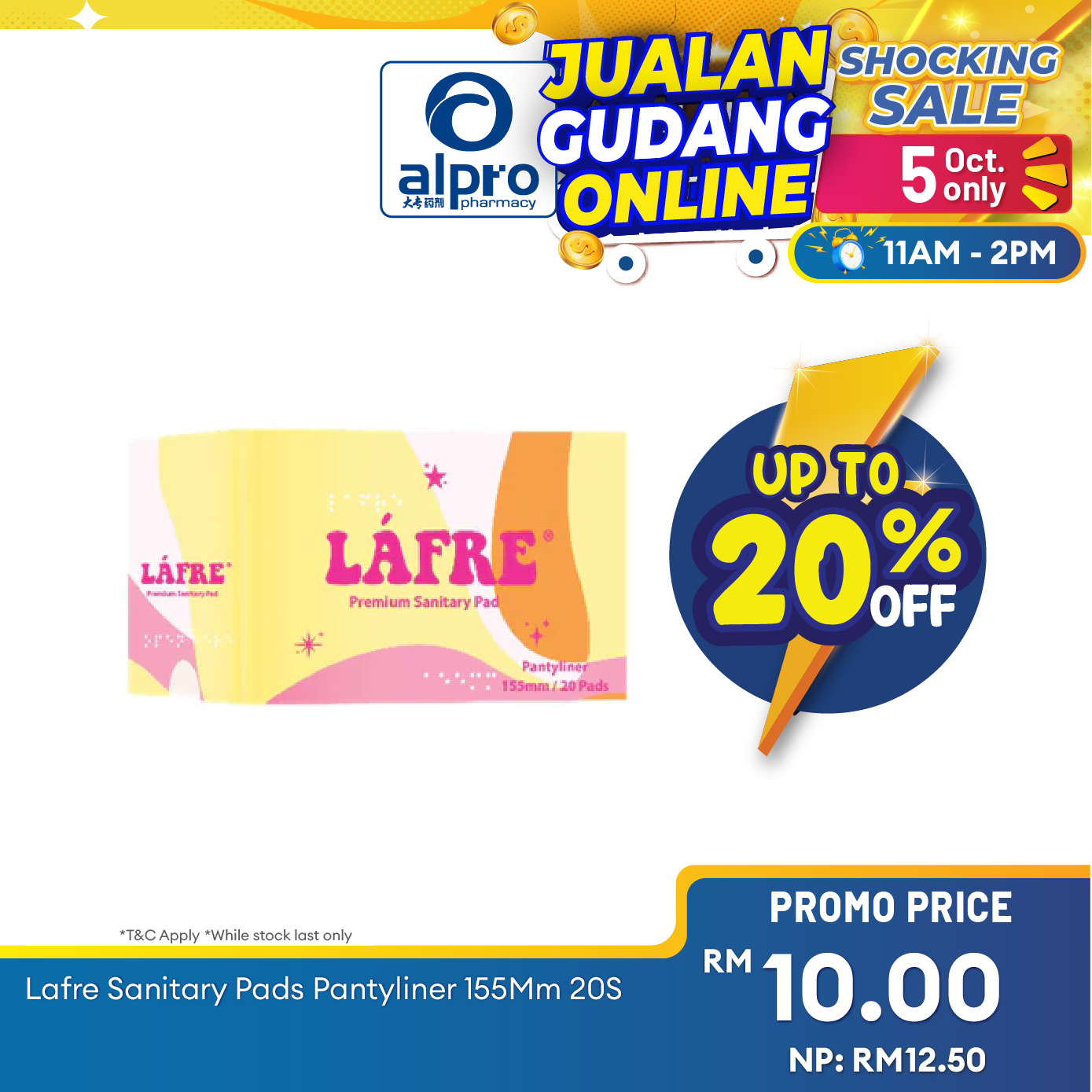 Lafre Sanitary Pads Pantyliner 155mm 20s | Lady Anion Far-IR Layer for Strong and Healthy Skin Alpro Pharmacy
