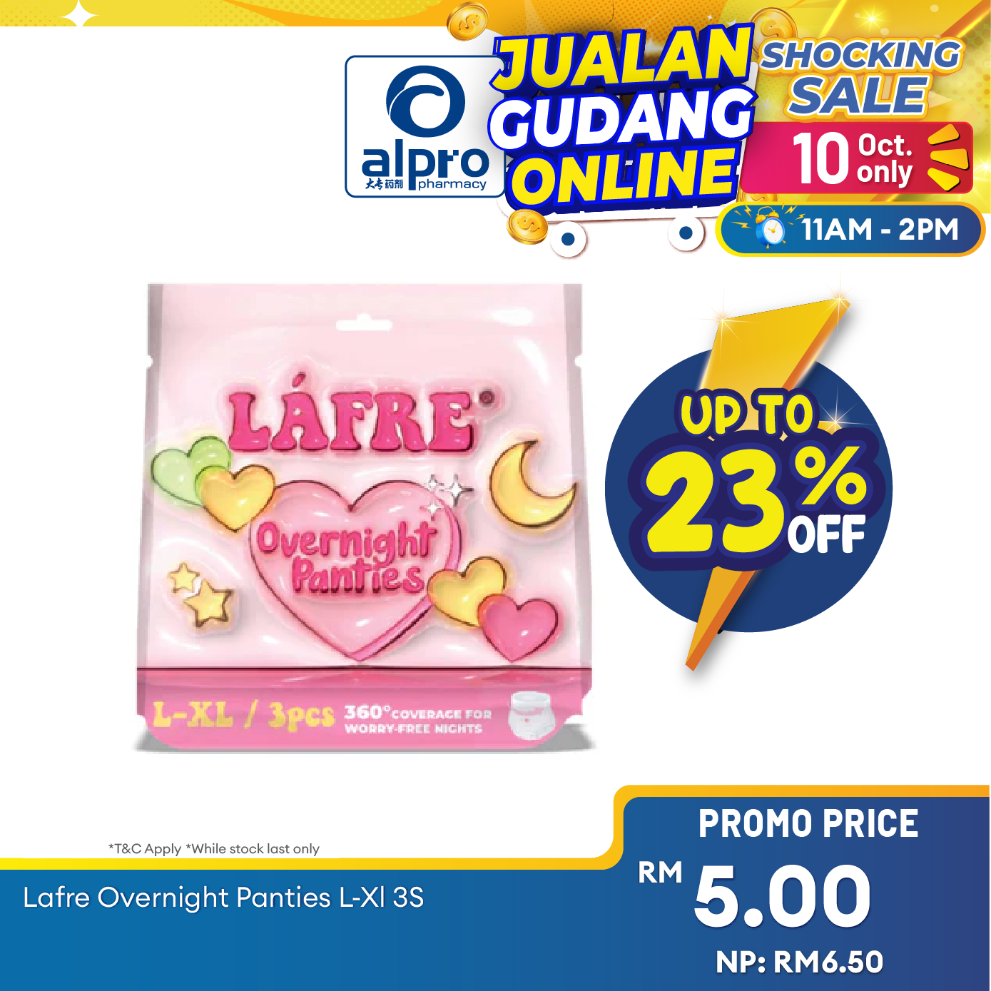 Lafre Overnight Panties L-XL 3s | 360° Leak Protection Alpro Pharmacy