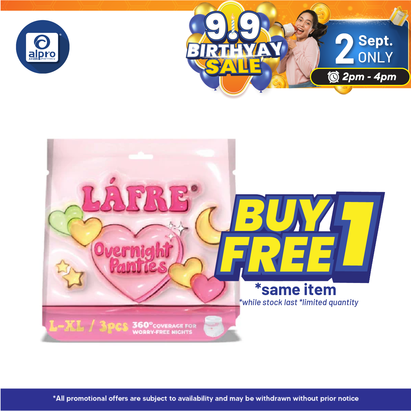Lafre Overnight Panties L-XL 3s | 360° Leak Protection Alpro Pharmacy