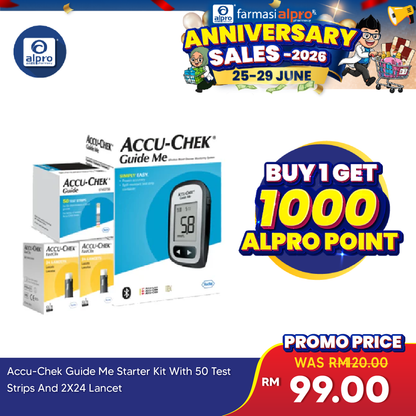 Accu-Chek Guide Me Starter Kit (with 50 Test Strips & 2×24 Lancet) | Transmit Result Wirelessly To Your Smartphone Accu-Chek