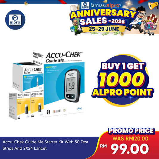 Accu-Chek Guide Me Starter Kit (with 50 Test Strips & 2×24 Lancet) | Transmit Result Wirelessly To Your Smartphone Accu-Chek