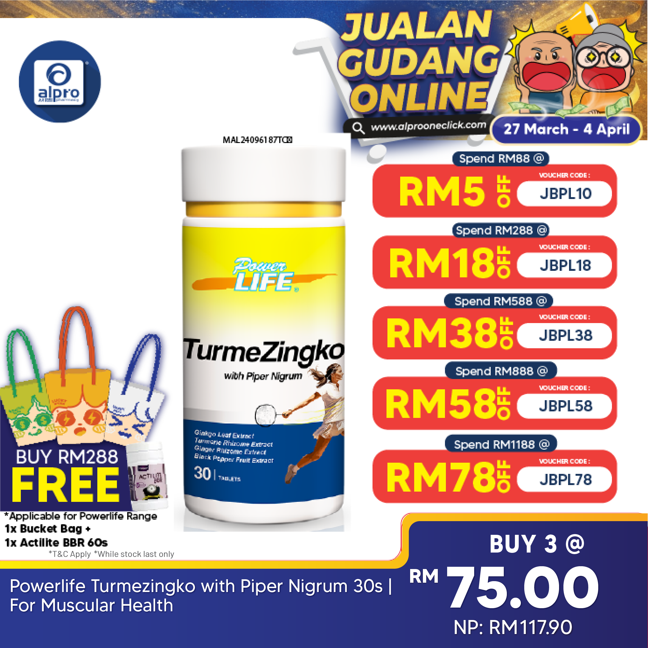 Powerlife Turmezingko with Piper Nigrum 30s | For Muscular Health