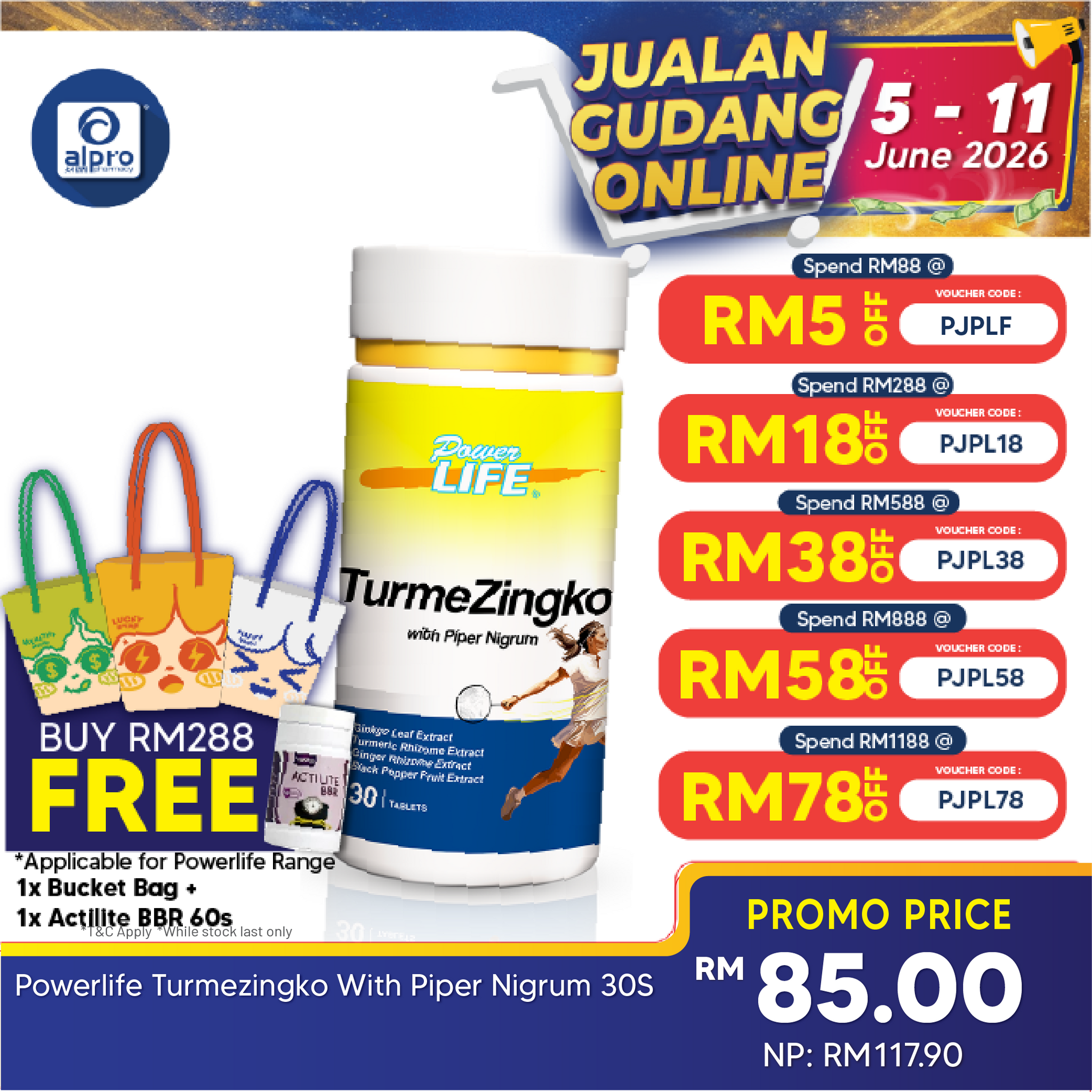 Powerlife Turmezingko with Piper Nigrum 30s | For Muscular Health Powerlife