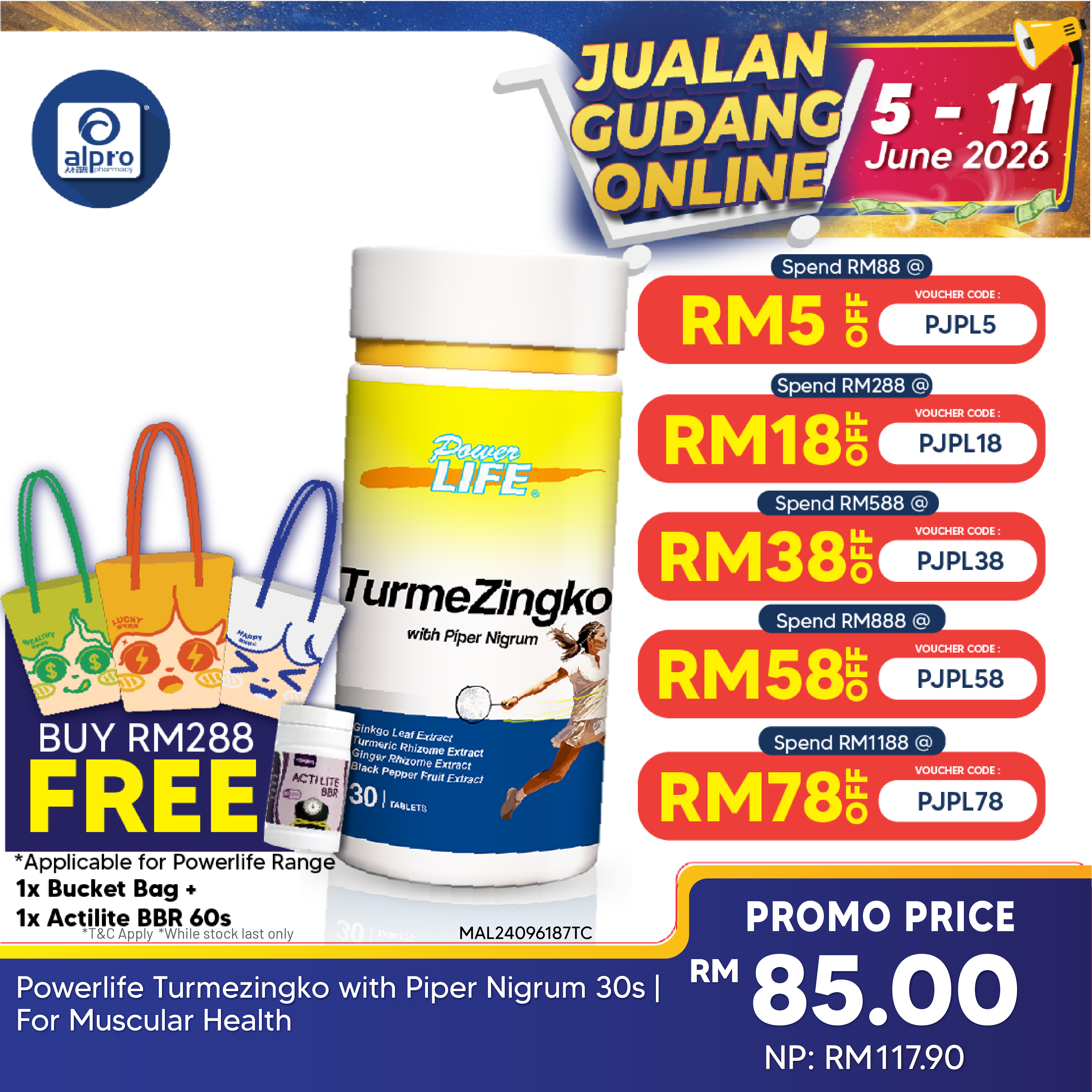 Powerlife Turmezingko with Piper Nigrum 30s | For Muscular Health