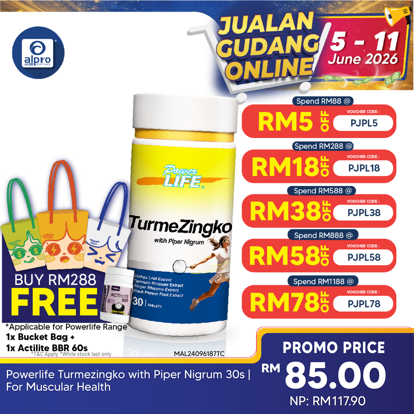 Powerlife Turmezingko with Piper Nigrum 30s | For Muscular Health Powerlife