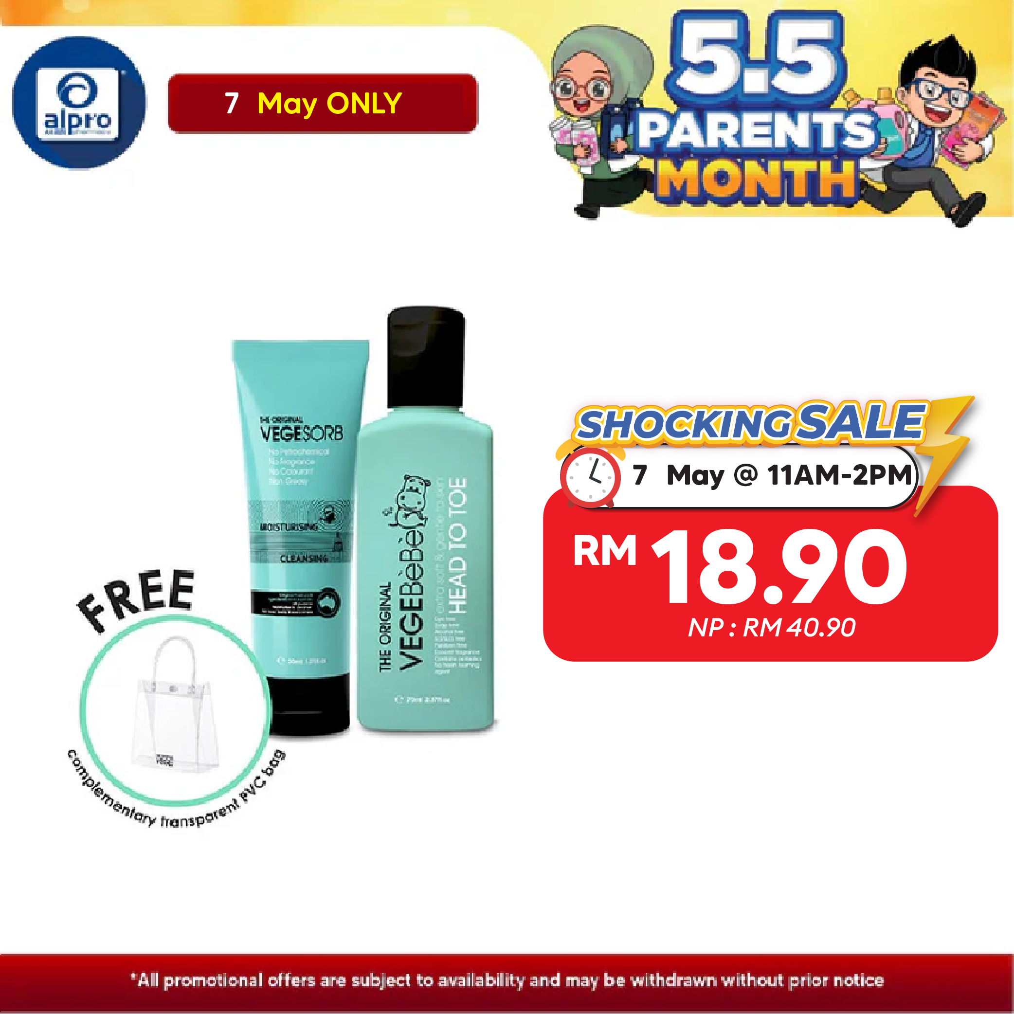 The Original Vegebebe Head to Toe Baby Wash 70ml & Vegesorb Moisturiser 30ml Travel Combo Alpro Pharmacy