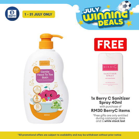 BerryC Gentle Head To Toe Bath 800mL | 24 Hours Of Hydration & Cleanser Berry C