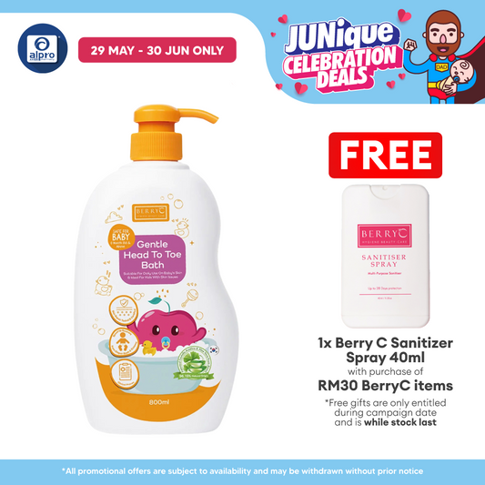 BerryC Gentle Head To Toe Bath 800mL | 24 Hours Of Hydration & Cleanser Berry C