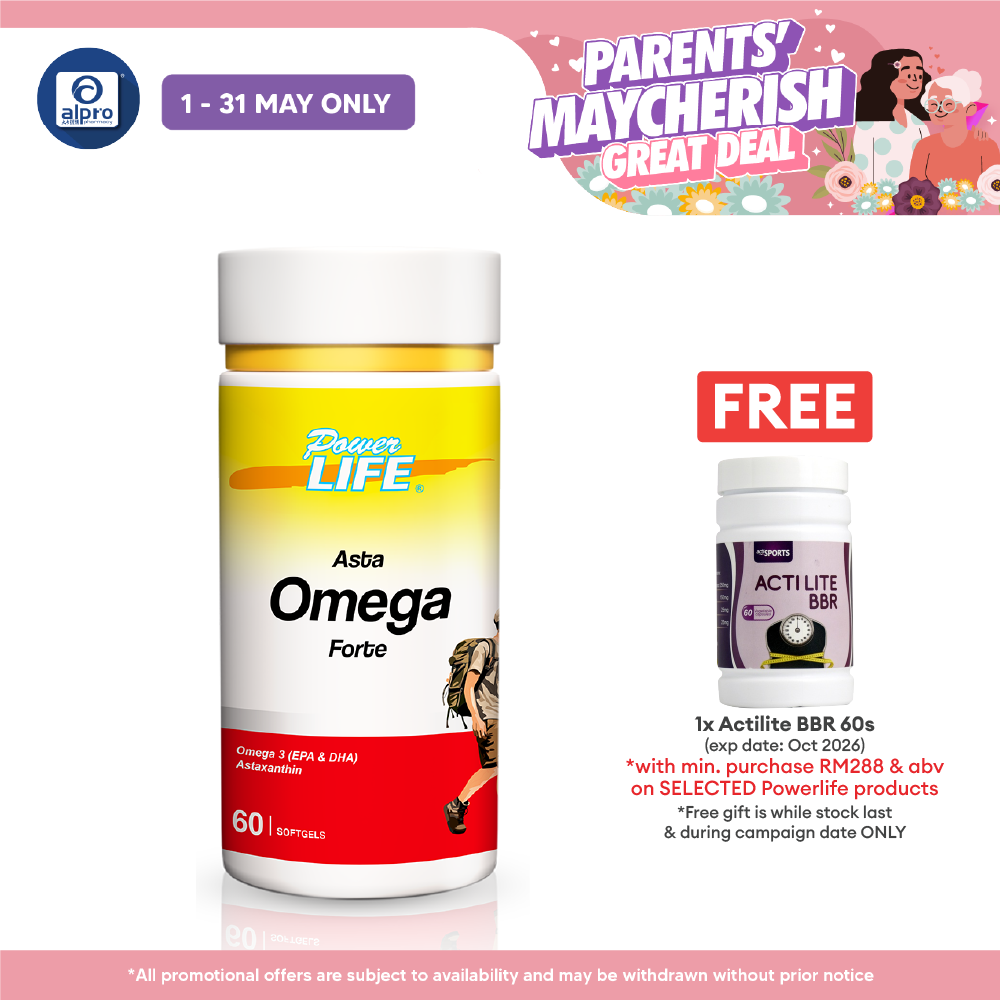 Powerlife Asta Omega Forte 60s | Heart, Eye & Skin Antioxidant