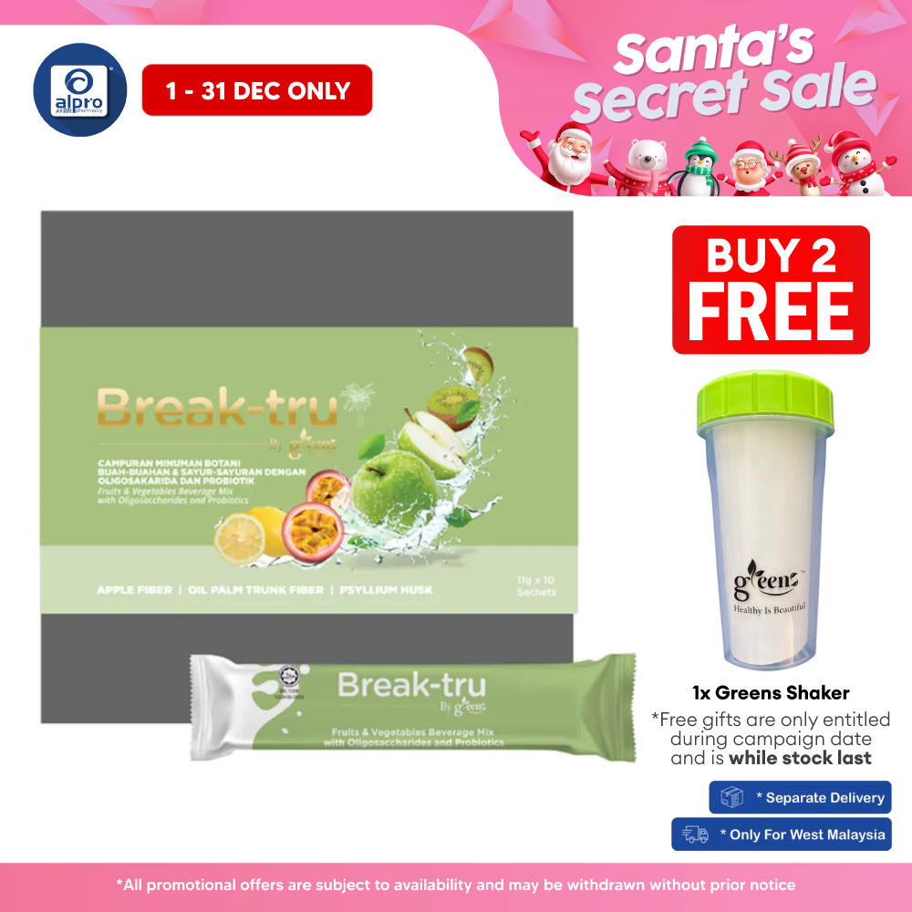 Greens Break-Tru Fiber Drink 11g ×10s | Improve Digestive Development Alpro Pharmacy