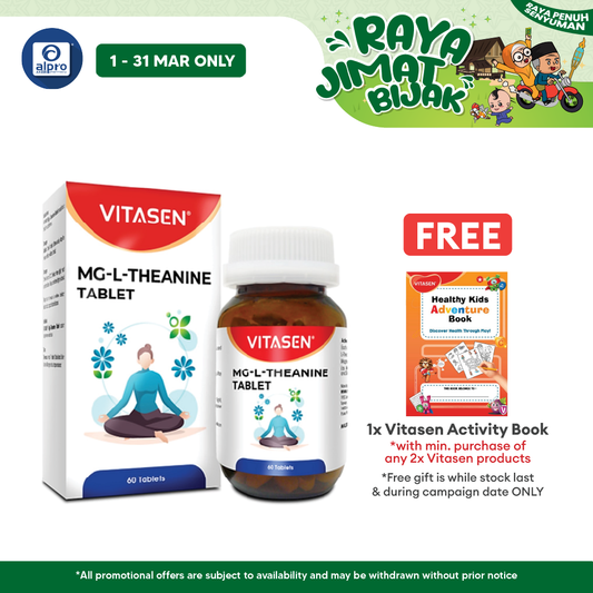 Vitasen MG-L-Theanine Tablet 60s | Restore Mood and Mind Alpro Pharmacy