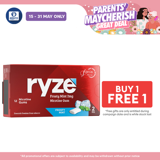 Ryze Frosty Mint 2mg Nicotine Gum 12s | Sugar-Free Nicotine Replacement Gum Ryze