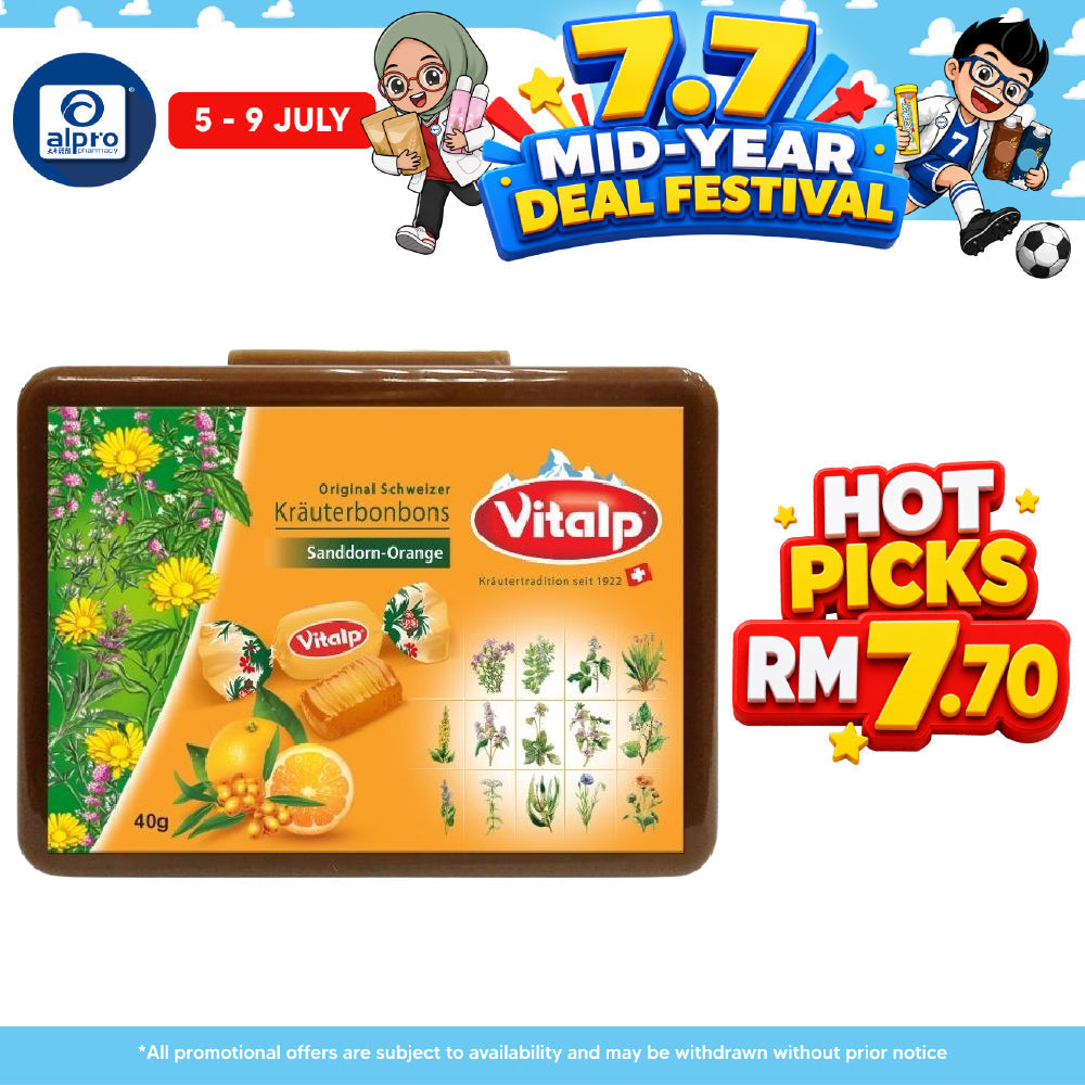 Vitalp Herbal Drops with Seabuckthorn-Orange 40g Vitalp