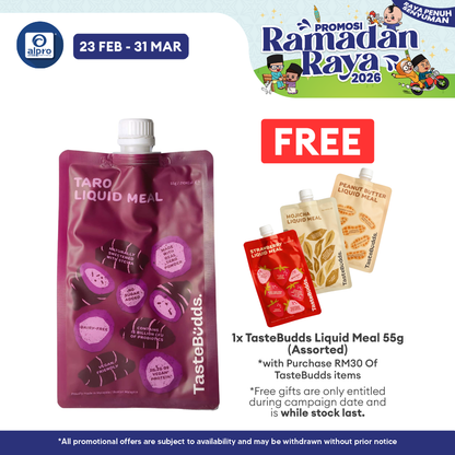 TasteBudds Taro Liquid Meal 55g | Earthy Flavour and Rice Crisps Alpro Pharmacy