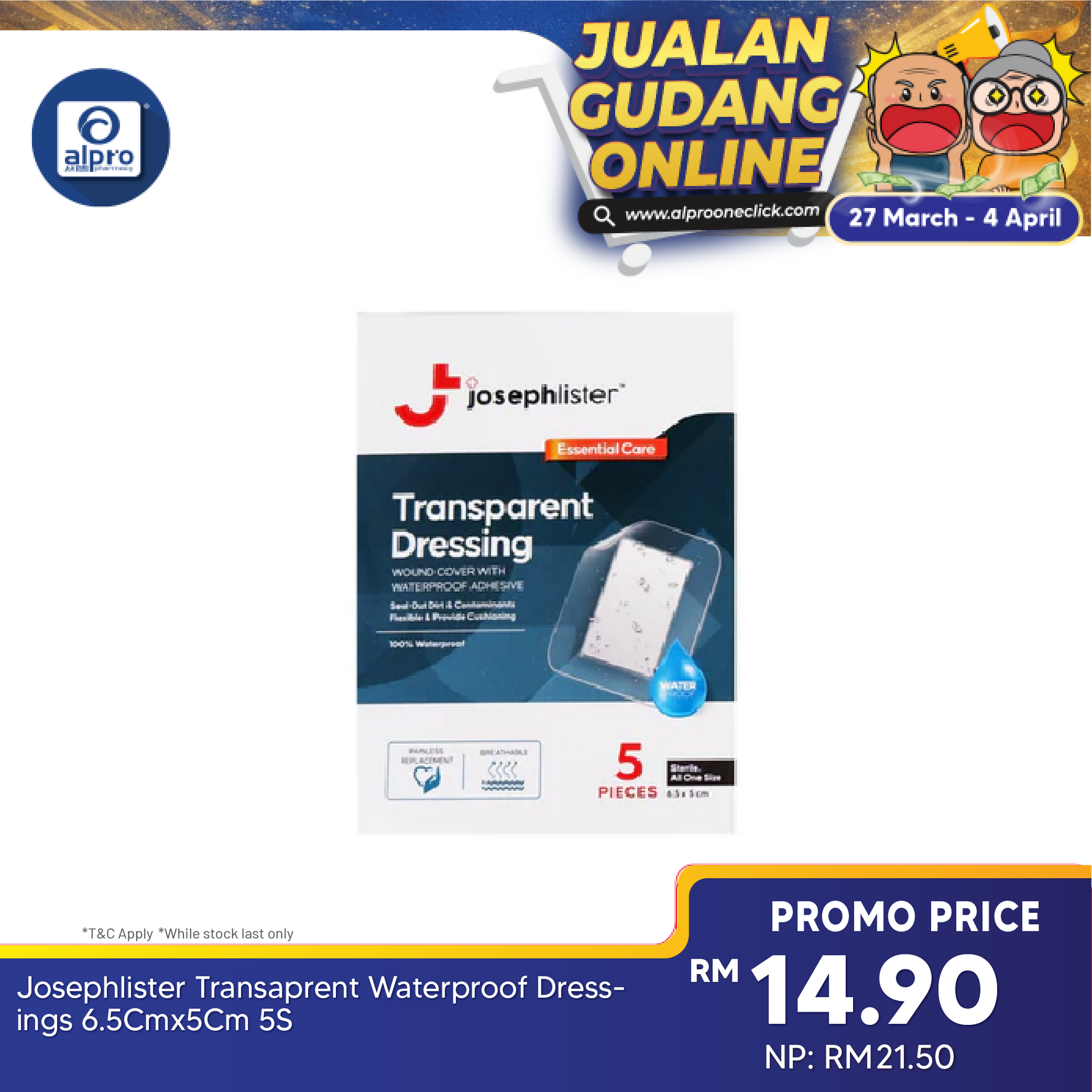 Josephlister Transparent Waterproof Dressings 6.5cmx5cm 5s | Waterproof Adhesive Josephlister