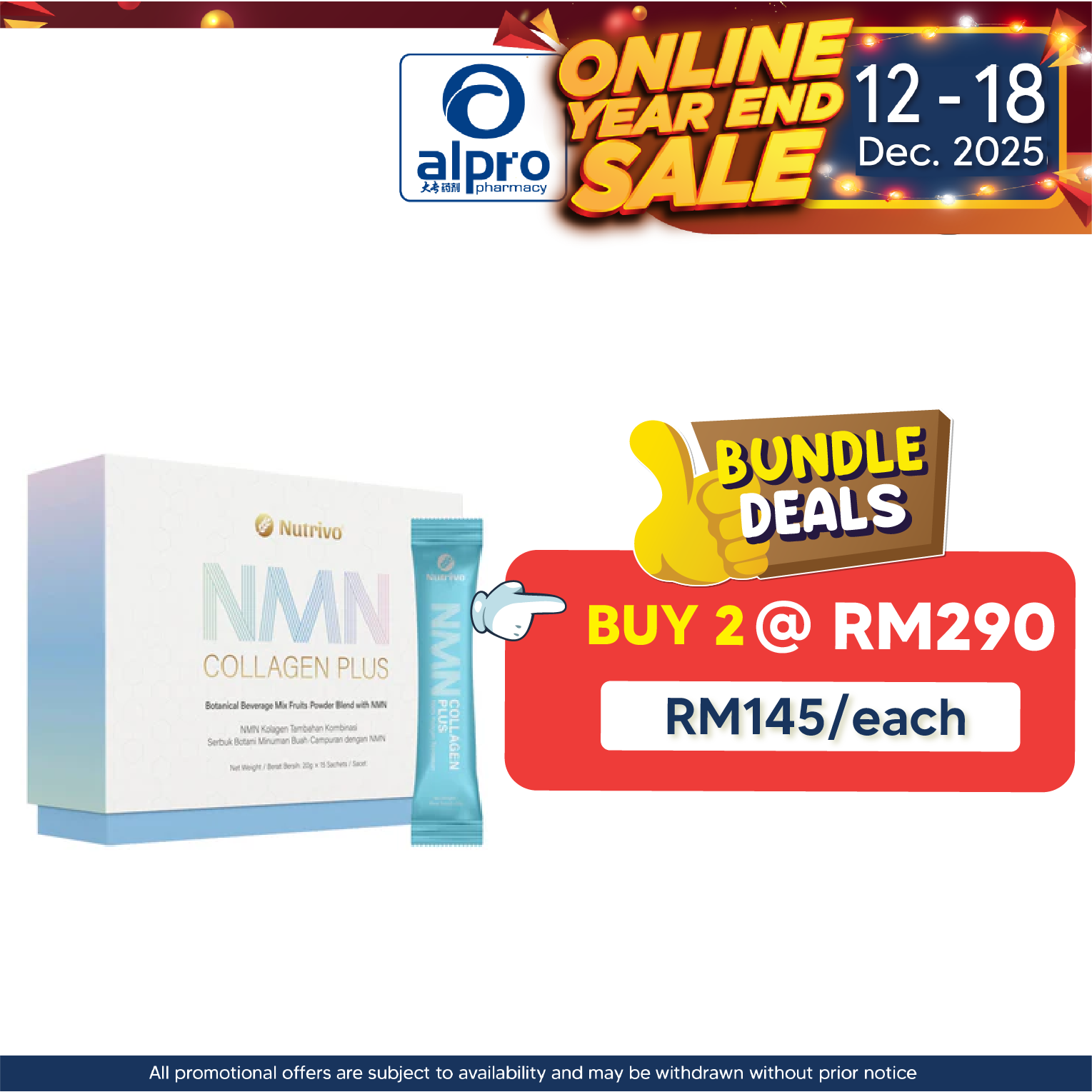 Nutrivo NMN 500mg Collagen Plus 20g ×15s | Boosts Cellular Health