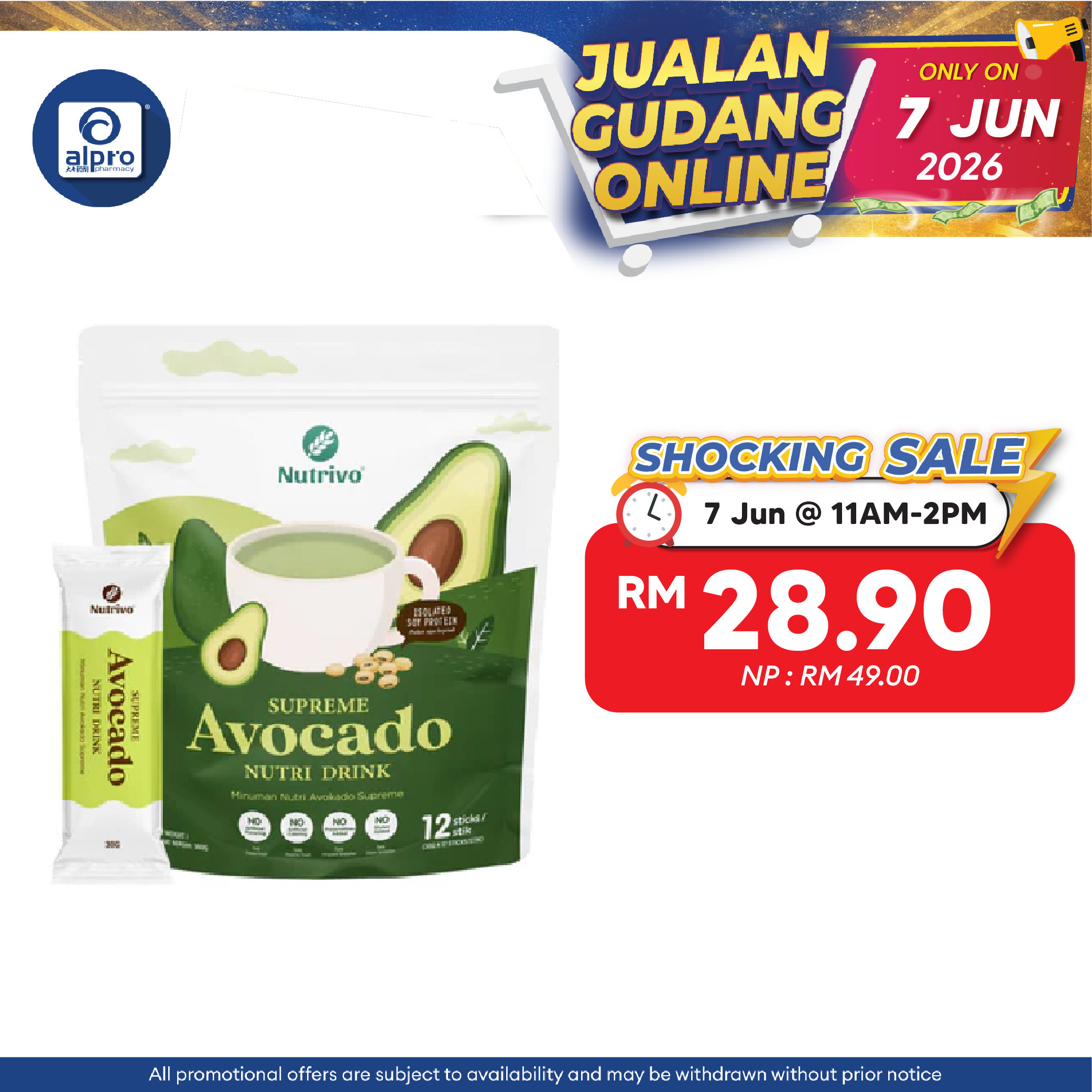 Nutrivo Supreme Avocado Nutri Drink 30g ×12s | Boosts Heart Health Nutrivo