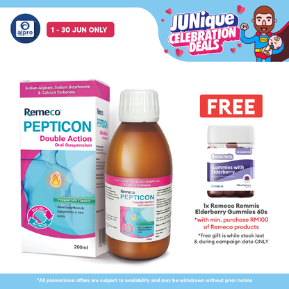 Remeco Pepticon Double Action Oral Suspension 200ml | For Heartburn and Indigestion Remeco