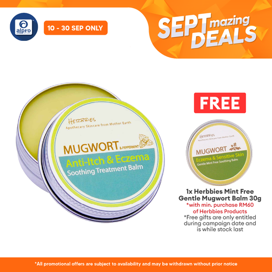 Herbbies Mugwort & Peppermint Moisturising Balm 30g | Cooling and Anti Itch Alpro Pharmacy