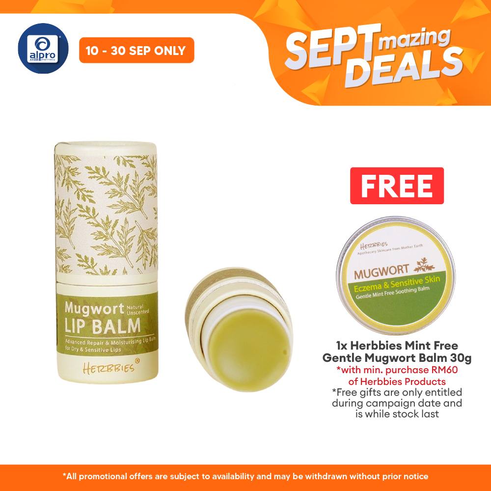 Herbbies Mugwort Advanced Repair Lip Balm 6g | Protect and Repair Fragile Lips Alpro Pharmacy