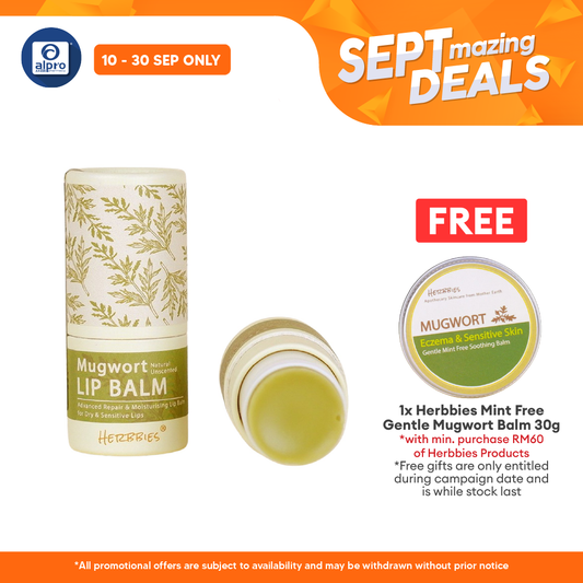 Herbbies Mugwort Advanced Repair Lip Balm 6g | Protect and Repair Fragile Lips Alpro Pharmacy