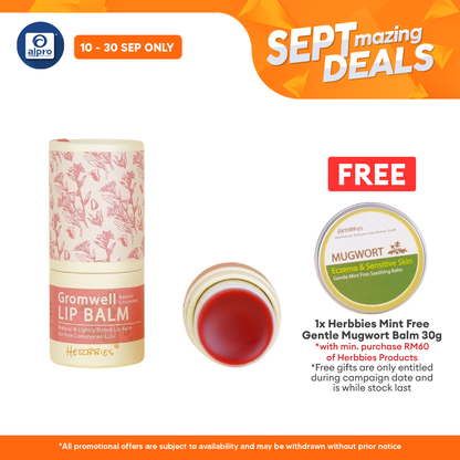 Herbbies Gromwell Colour Enhancing Lip Balm 6g | Lightly Red Tinted Alpro Pharmacy