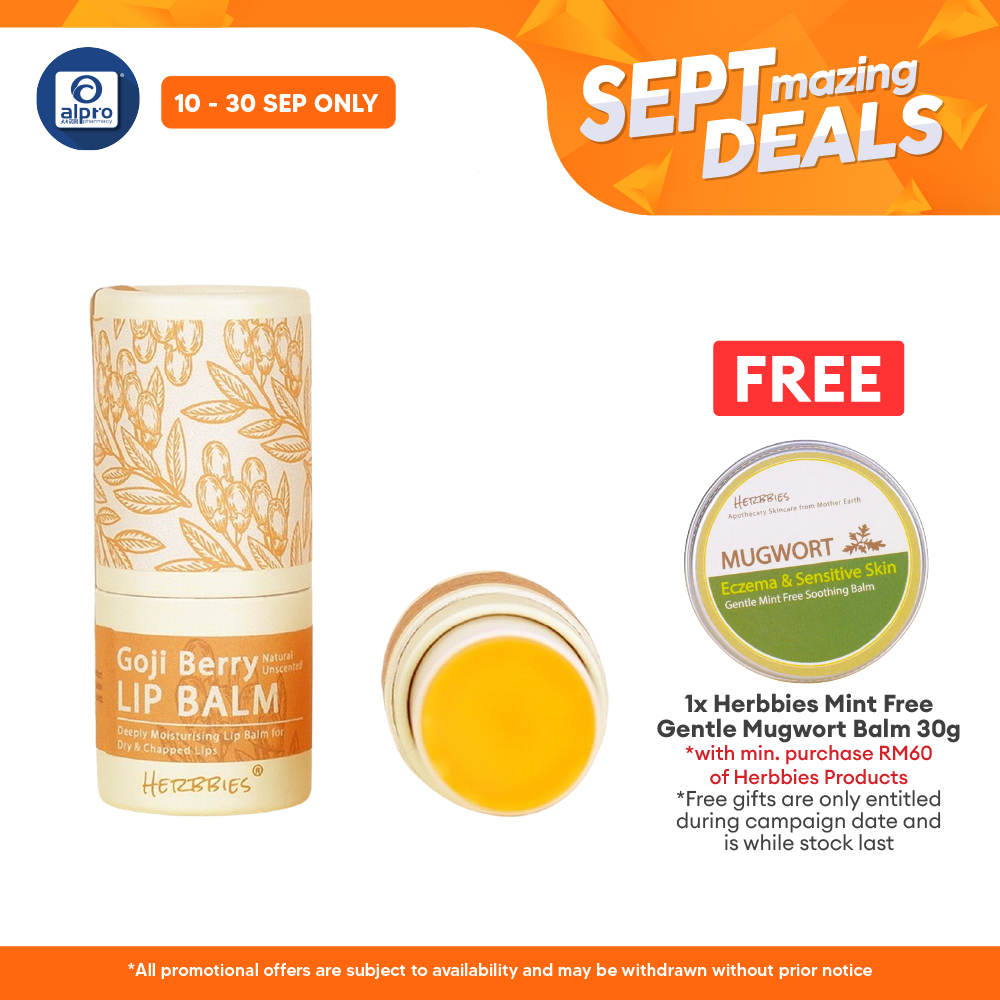 Herbbies Goji Berry Deep Moisturising Lip Balm 6g | Intense Nourishing Effect Alpro Pharmacy
