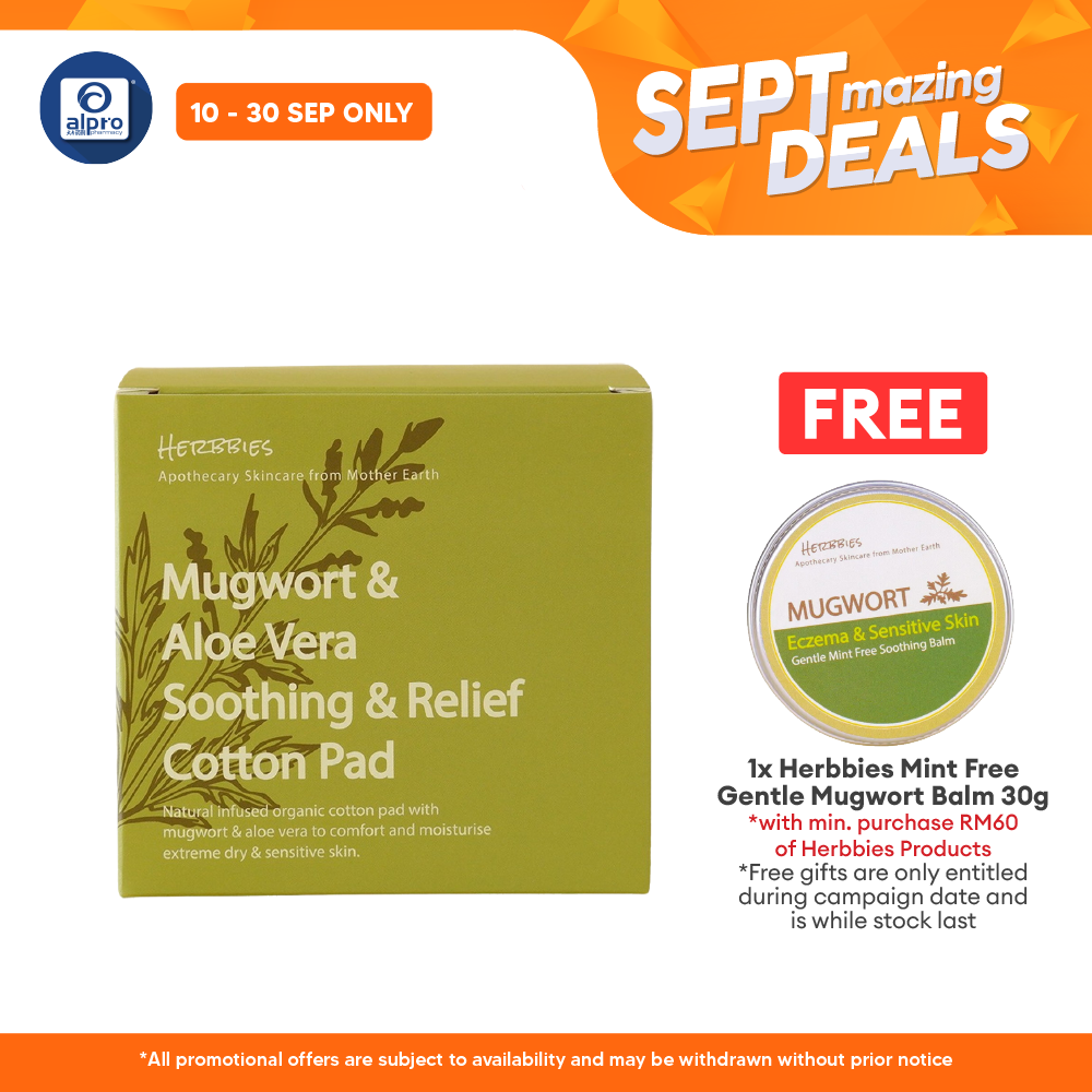 Herbbies Mugwort & Aloe Vera Itch Soothing Pad 80s | Relief Skin Itchy Area Alpro Pharmacy